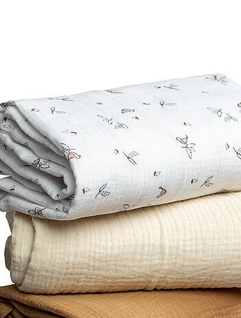 Pack de 3 maxi fraldas em gaze de algodão | sevira kids