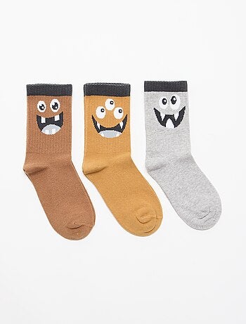 Pack de 3 meias altas 'monstro'