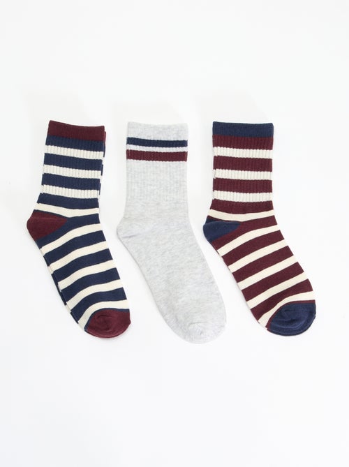 Pack de 3 meias às riscas - Kiabi