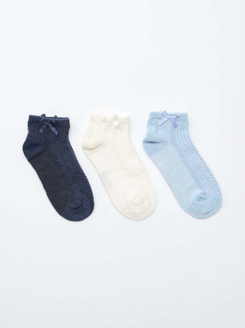 Pack de 3 meias curtas com folhos Azul - Kiabi