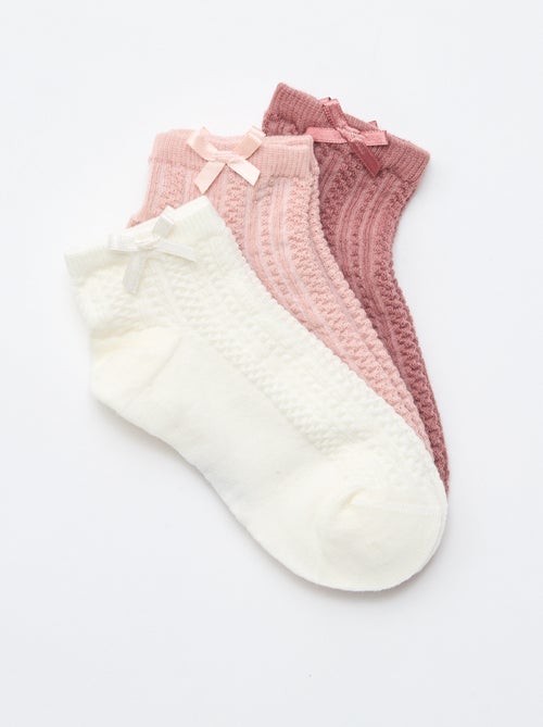 Pack de 3 meias curtas com folhos - Kiabi