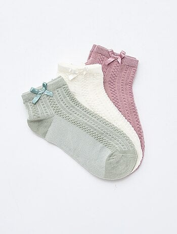 Pack de 3 meias curtas com folhos