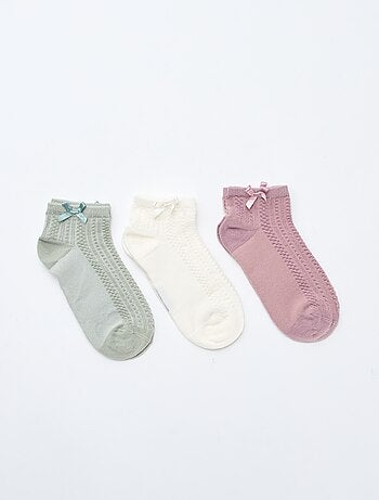 Pack de 3 meias curtas com folhos