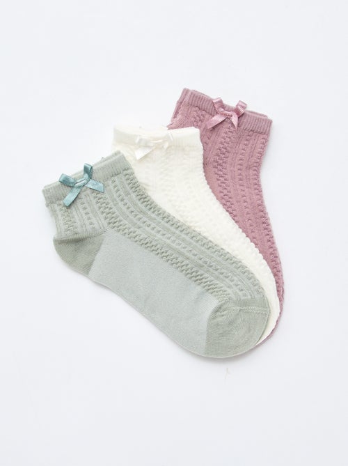 Pack de 3 meias curtas com folhos - Kiabi