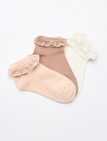 Pack de 3 meias curtas de cerimónia com folhos