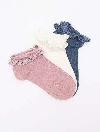 Pack de 3 meias curtas de cerimónia com folhos