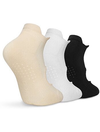 Pack de 3 meias de cano baixo antiderrapantes para yoga