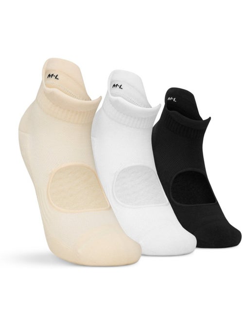 Pack de 3 meias de cano baixo antiderrapantes para yoga - Kiabi