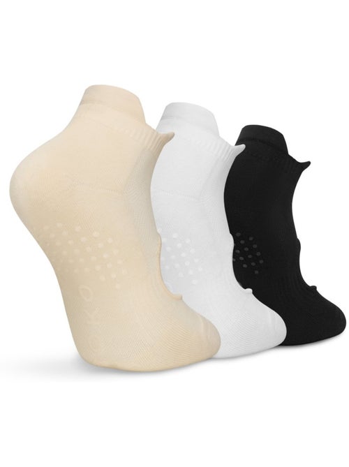 Pack de 3 meias de cano baixo antiderrapantes para yoga - Kiabi