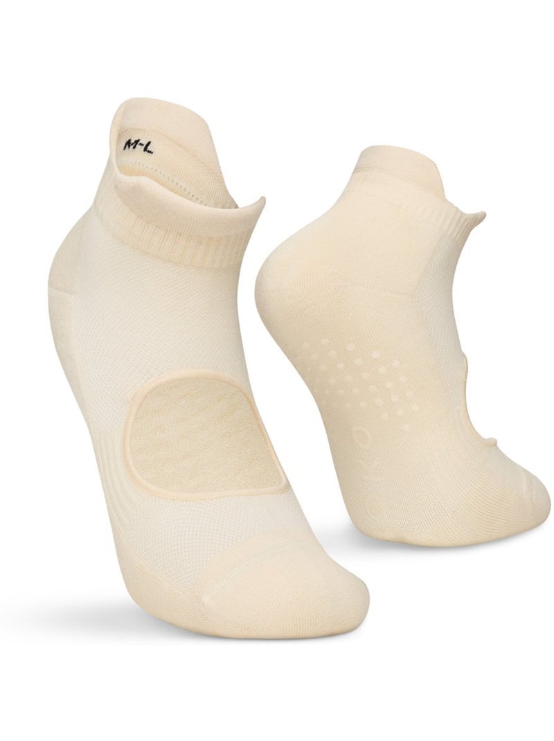 Pack de 3 meias de cano baixo antiderrapantes para yoga Bege - Kiabi