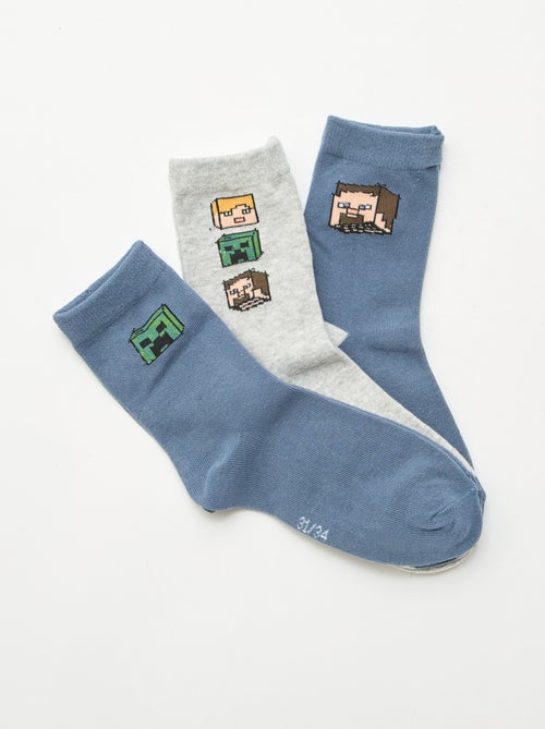 Pack de 3 meias de cano médio 'Minecraft' - Kiabi