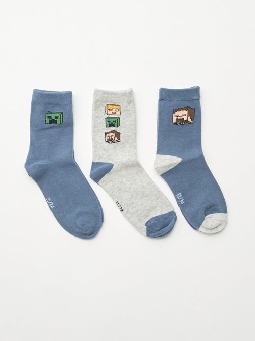 Pack de 3 meias de cano médio 'Minecraft' - Kiabi
