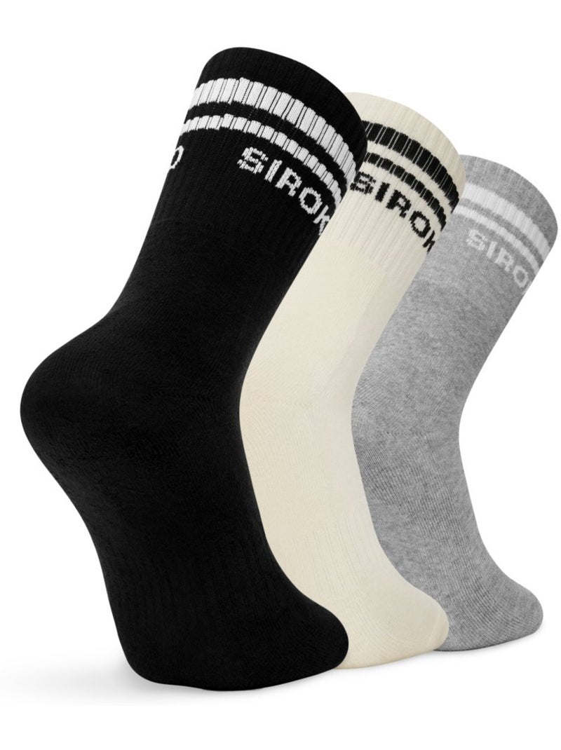 Pack de 3 meias de cano médio para desporto Preto - Kiabi