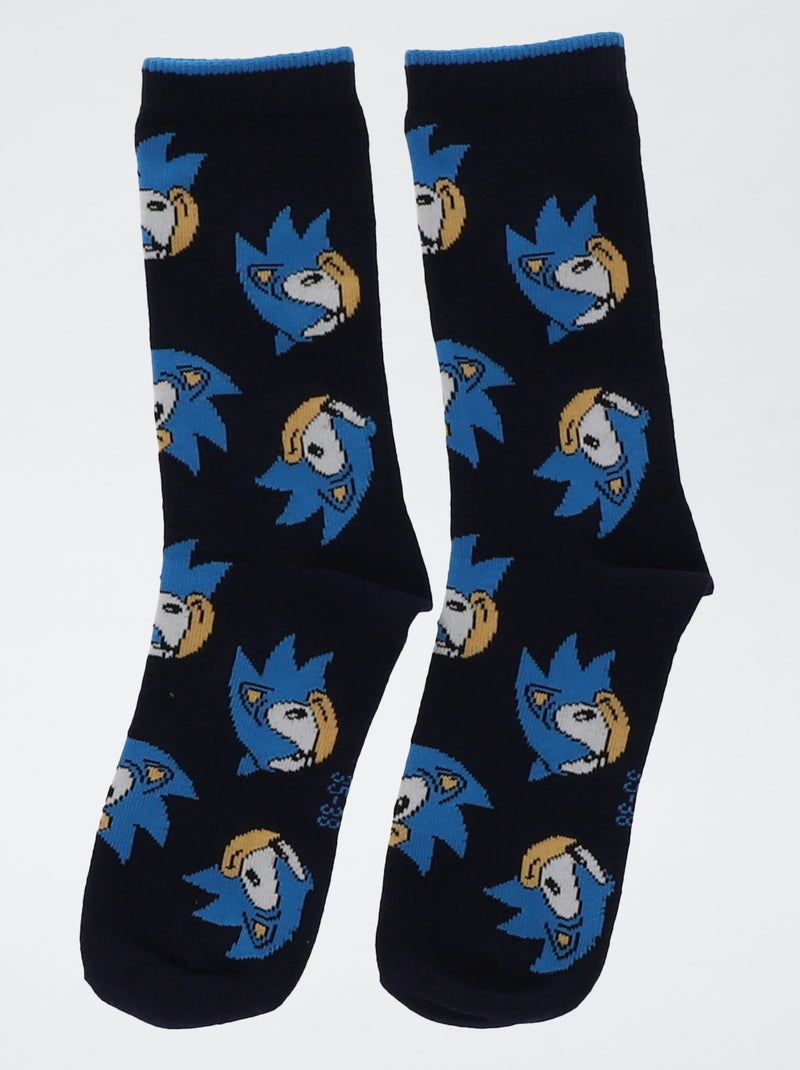 Pack de 3 meias de cano médio 'Sonic' Azul - Kiabi