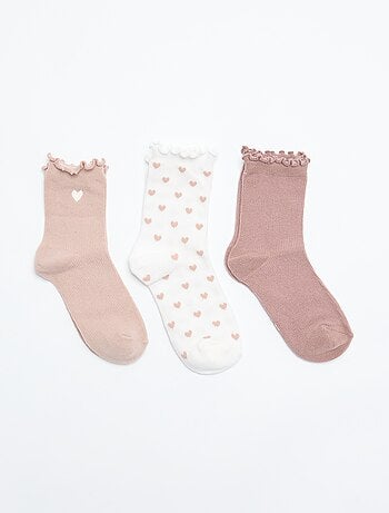 Pack de 3 meias divertidas com estampado de corações