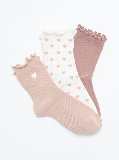 Pack de 3 meias divertidas com estampado de corações - Kiabi