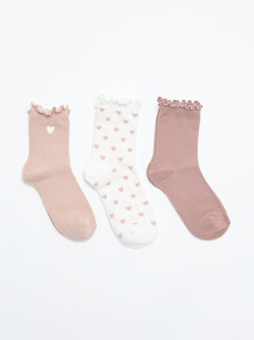 Pack de 3 meias divertidas com estampado de corações - Kiabi