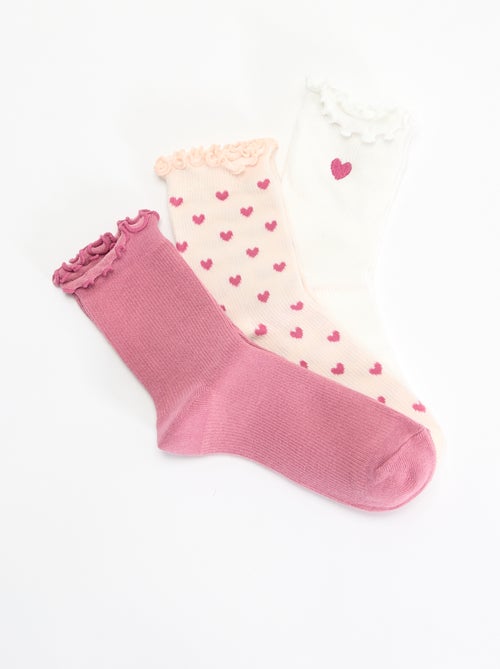Pack de 3 meias divertidas com estampado de corações - Kiabi