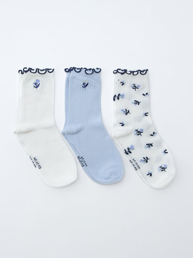Pack de 3 meias estampadas Branco - Kiabi