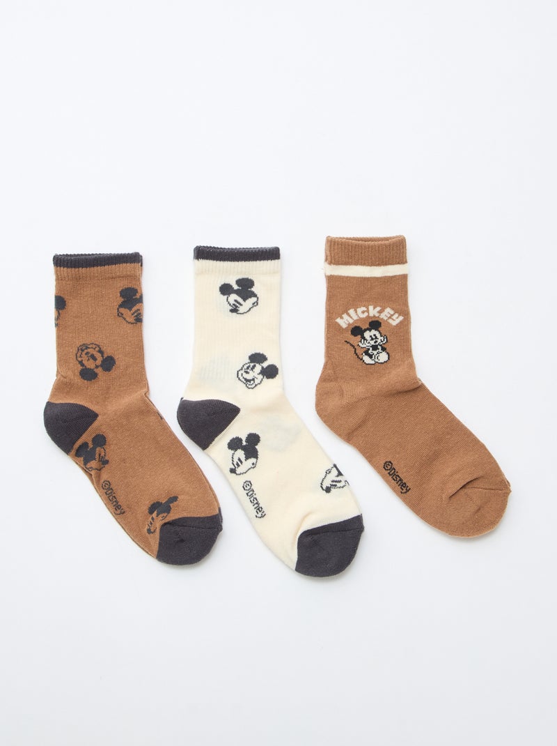 Pack de 3 meias fantasia 'Mickey' Castanho - Kiabi