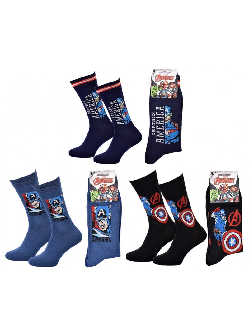 Pack de 3 Meias Homem LICENCE Azul Azul-marinho Preto - Kiabi