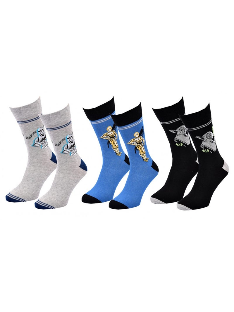 Pack de 3 Meias Homem LICENCE Cinza-azul preto - Kiabi