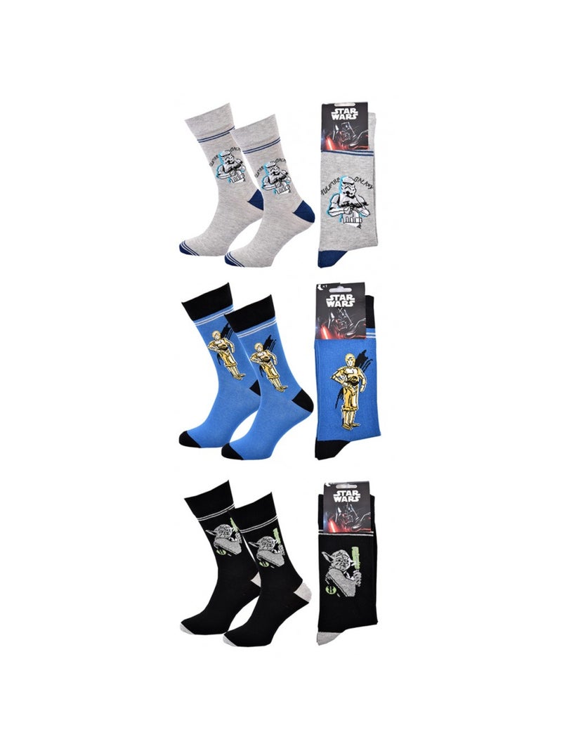 Pack de 3 Meias Homem LICENCE Cinza-azul preto - Kiabi