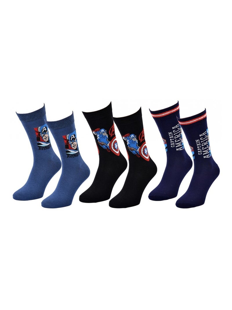 Pack de 3 Meias Homem MARVEL AVENGERS Azul-Preto Azul - Kiabi