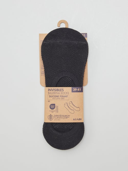 Pack de 3 meias invisíveis em algodão para mulher - Kiabi Pack de 3 meias invisíveis em algodão para mulher - Kiabi