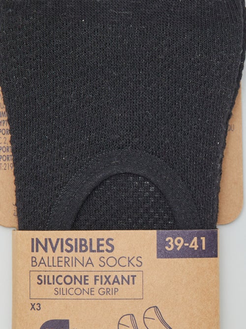 Pack de 3 meias invisíveis em algodão para mulher - Kiabi Pack de 3 meias invisíveis em algodão para mulher - Kiabi