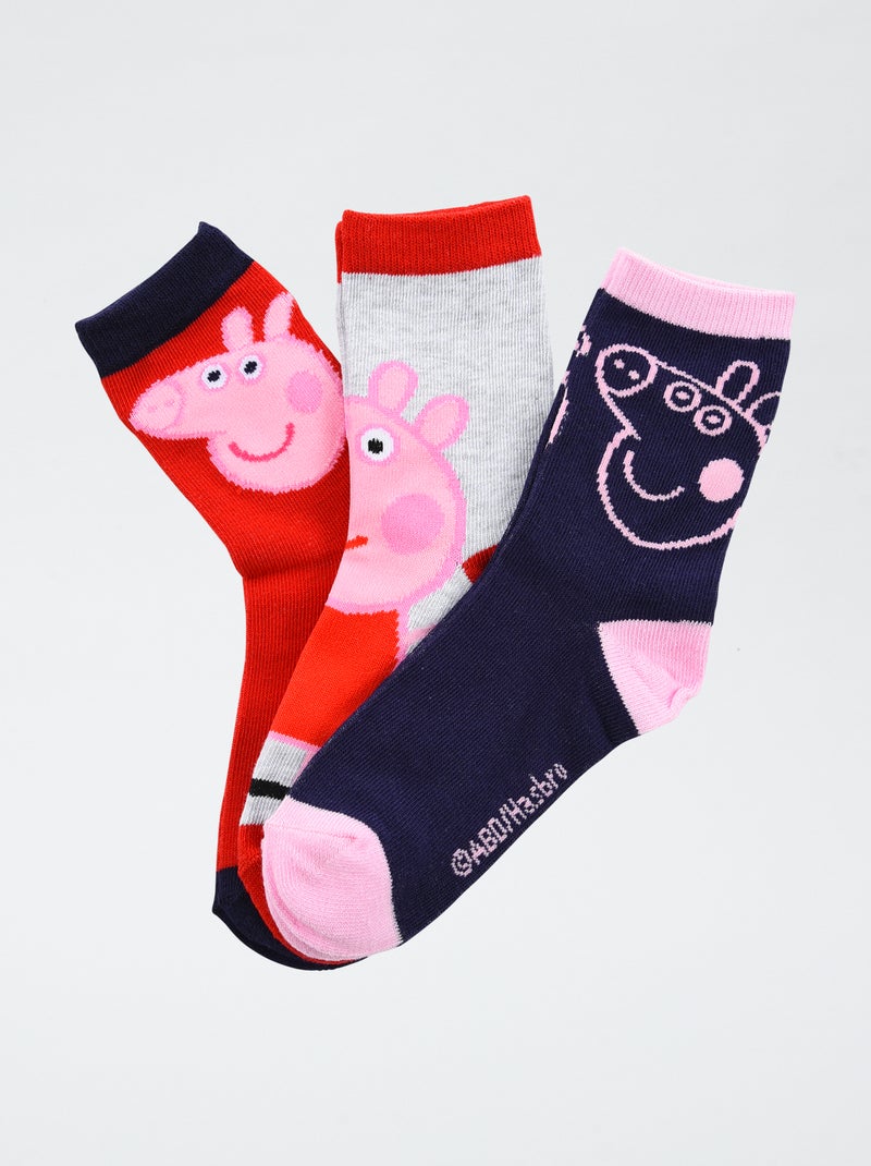 Pack de 3 meias 'Peppa Pig' em algodão Vermelho - Kiabi