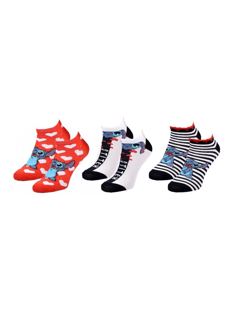 Pack de 3 Meias Rapariga DISNEY LILO ET STITCH Azul Rosa Cinza - Kiabi