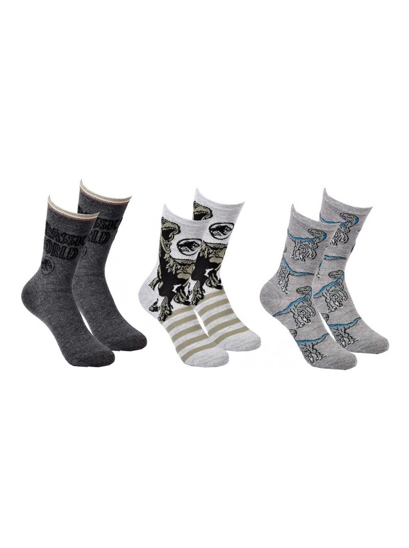 Pack de 3 Meias Rapaz JURASSIC WORLD Cinza-amarelo cinza - Kiabi