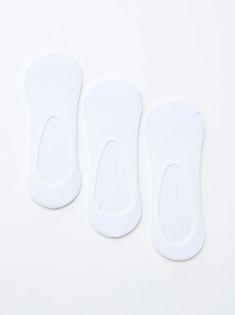 Pack de 3 meias sapatilha protetoras de pés Invisíveis Branco - Kiabi