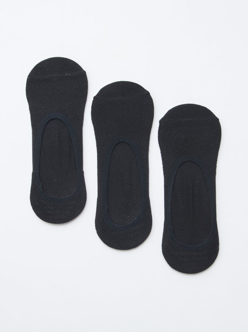 Pack de 3 meias sapatilha protetoras de pés Invisíveis Preto - Kiabi