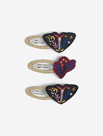 Pack de 3 molas de cabelo clic clac "borboletas e design fantasia