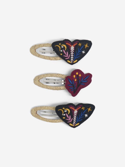 Pack de 3 molas de cabelo clic clac "borboletas e design fantasia" - Kiabi
