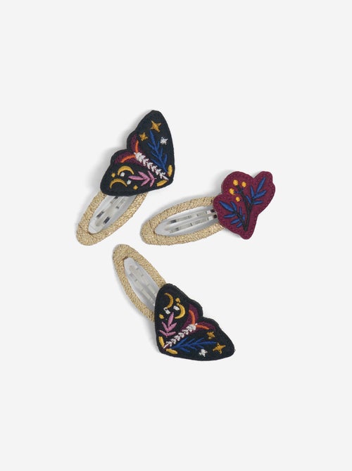 Pack de 3 molas de cabelo clic clac "borboletas e design fantasia" - Kiabi