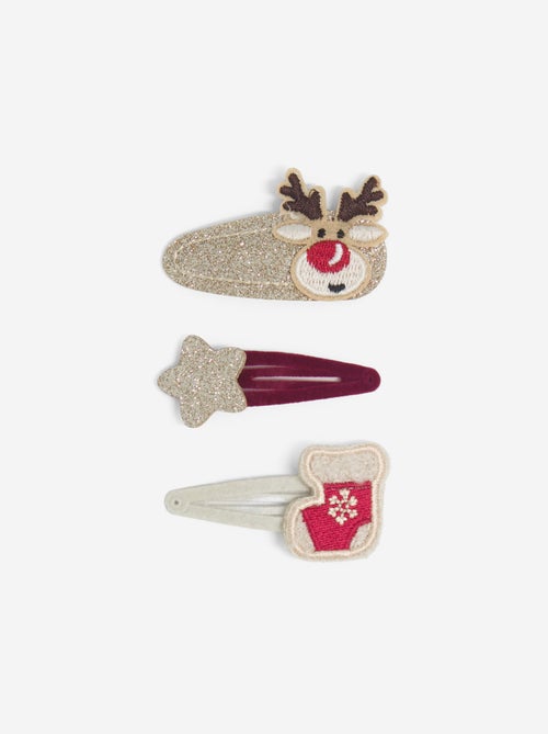 Pack de 3 molas de cabelo clic clac 'Natal' - Kiabi