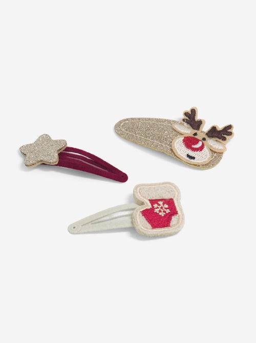 Pack de 3 molas de cabelo clic clac 'Natal' - Kiabi