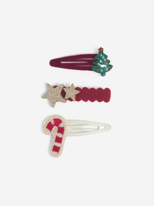 Pack de 3 molas de cabelo clic clac 'Natal' - Kiabi