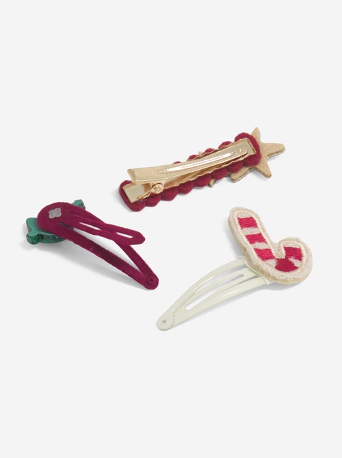 Pack de 3 molas de cabelo clic clac 'Natal' - Kiabi
