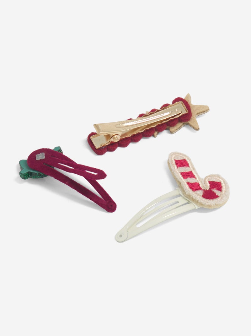 Pack de 3 molas de cabelo clic clac 'Natal' Vermelho - Kiabi
