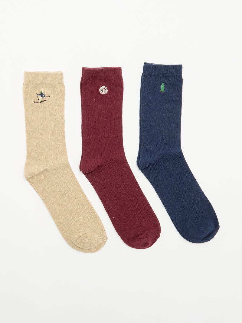 Pack de 3 pares de meias - Natal Azul marinho - Kiabi