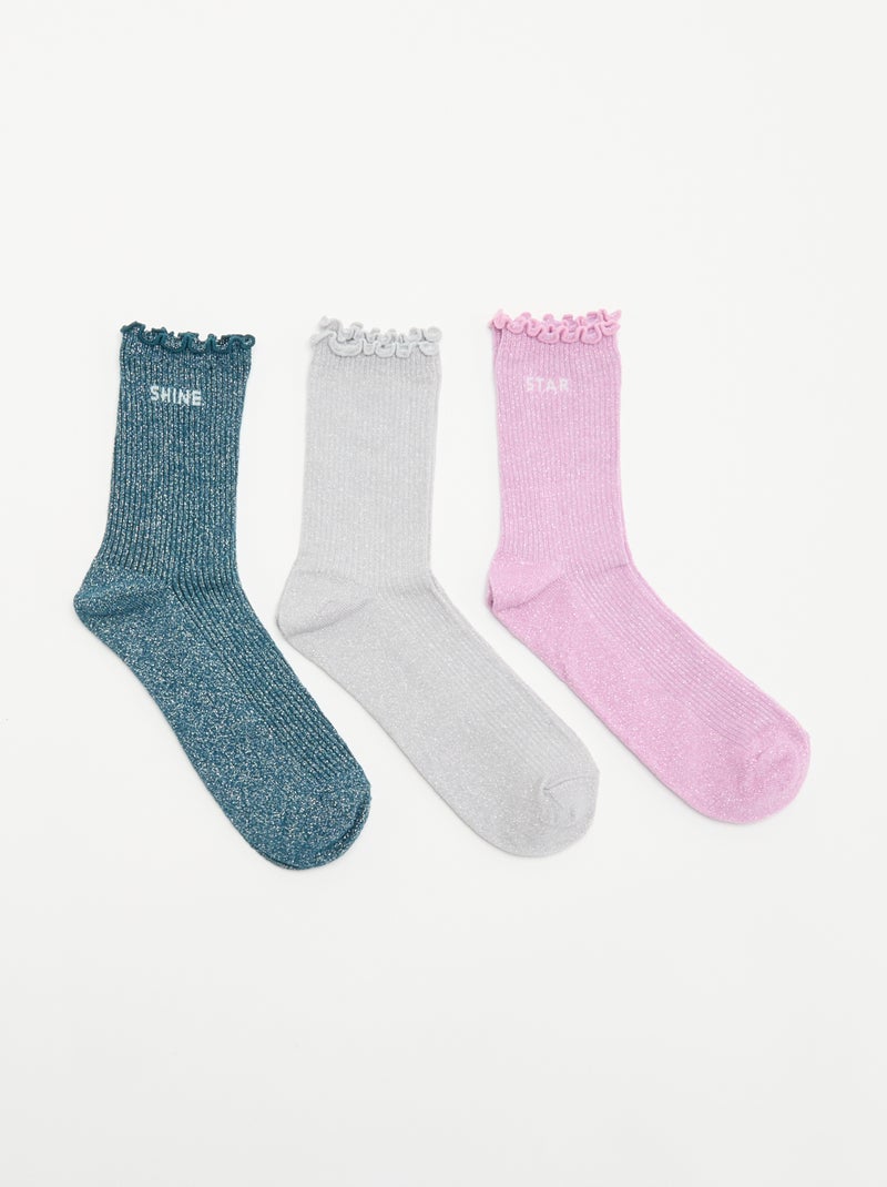 Pack de 3 pares de meias brilhantes - Natal Azul - Kiabi