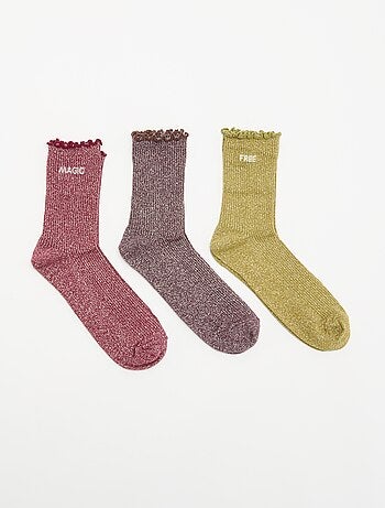Pack de 3 pares de meias brilhantes