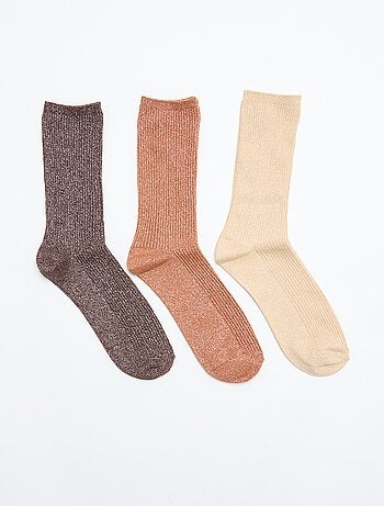 Pack de 3 pares de meias curtas brilhantes
