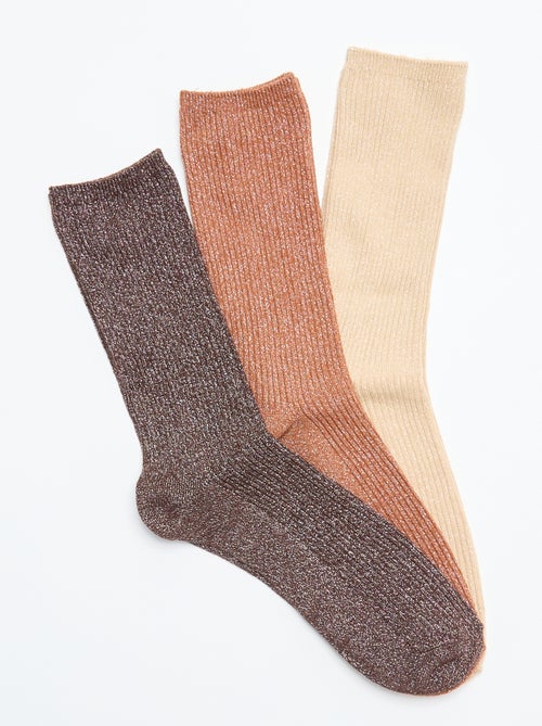 Pack de 3 pares de meias curtas brilhantes - Kiabi Pack de 3 pares de meias curtas brilhantes - Kiabi