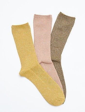Pack de 3 pares de meias curtas brilhantes