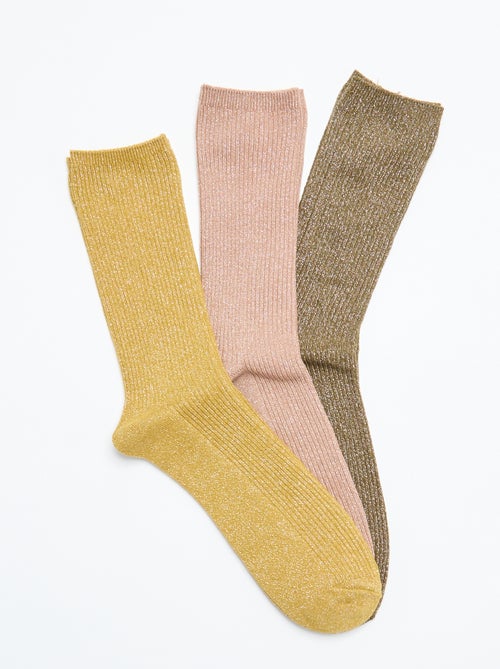 Pack de 3 pares de meias curtas brilhantes - Kiabi